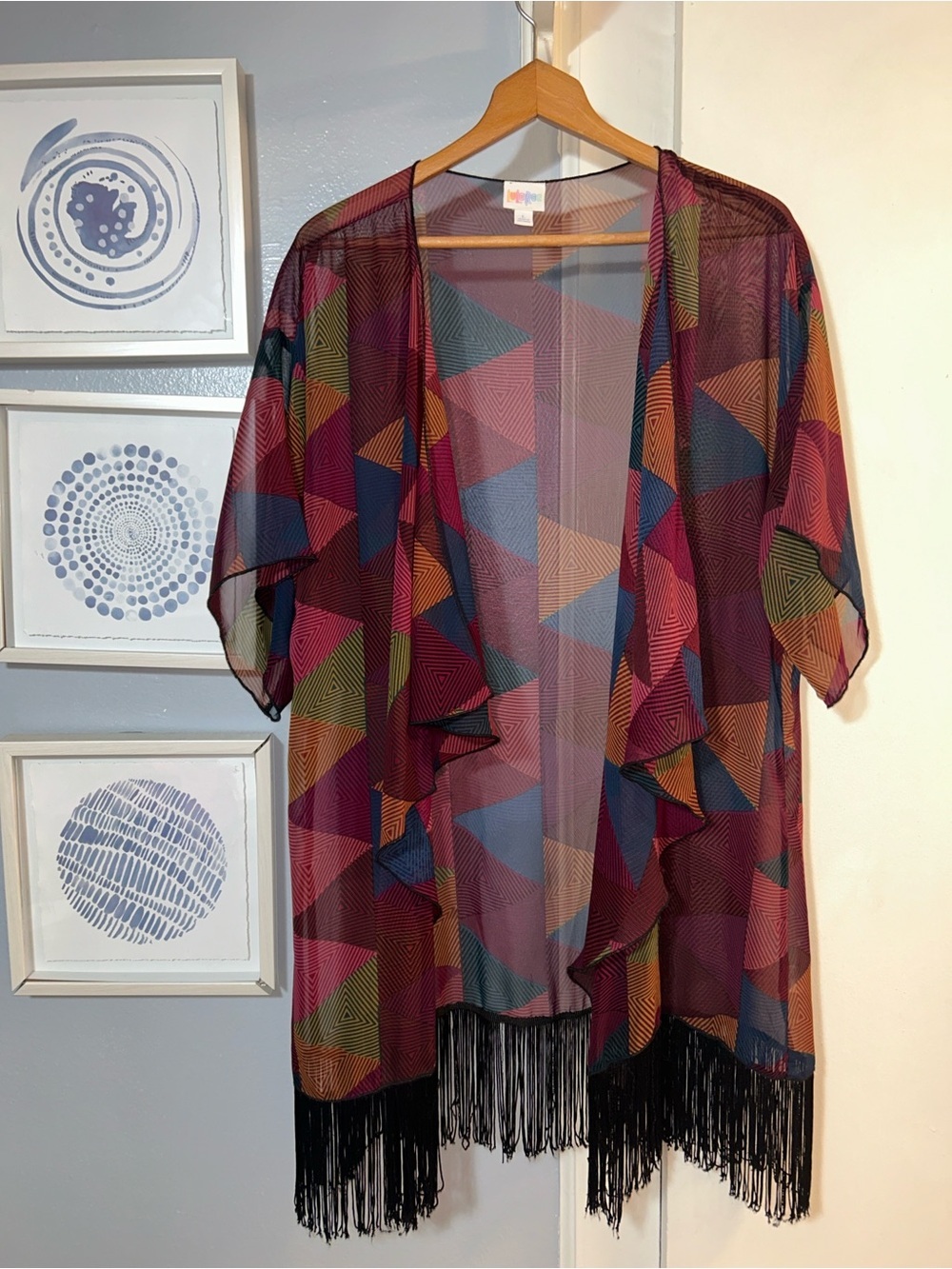LuLaRoe Women’s Monroe Fringe Kimono Size L